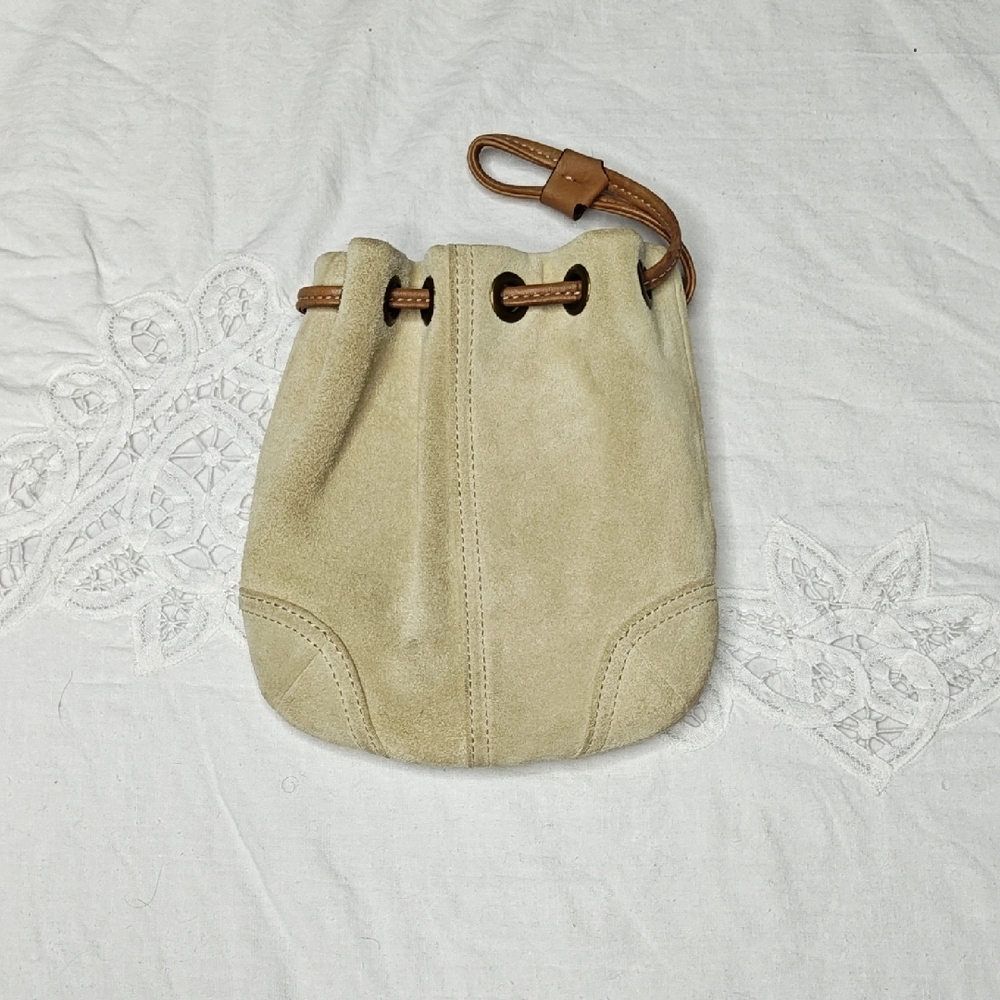🧧 Coach Tan Suede Leather Drawstring Pouch - Picture 10 of 11